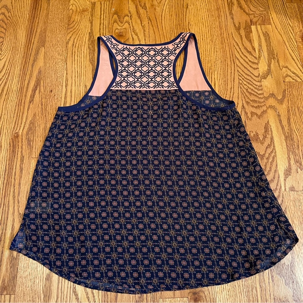 THML Navy Patterned Embroidered Racerback Tank Top - Picture 5 of 10